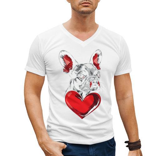 Valentine's Day Boston Terrier Dog Vector Men's V-Neck T-Shirt - Bostonterriersmerch.com