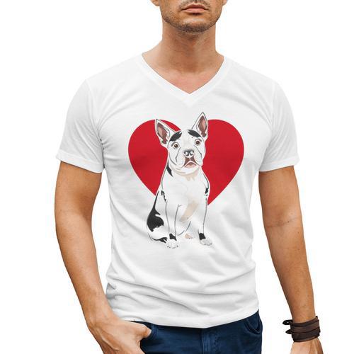 Valentine's Day Boston Terrier Lover Men's V-Neck T-Shirt - Bostonterriersmerch.com UK