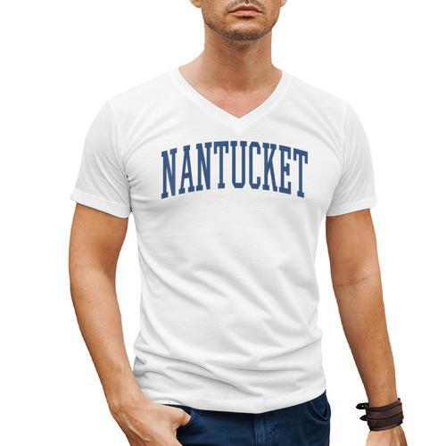 Varsity Grey Nantucket Men's V-Neck T-Shirt - Bostonterriersmerch.com