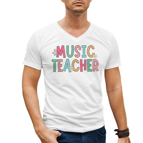 Women Music Teacher First Day Of School Elementary School Men's V-Neck T-Shirt - teacherstshirts.com UK