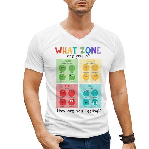 What Zone Are You In How Are You Feeling Teacher Men's V-Neck T-Shirt - teacherstshirts.com UK