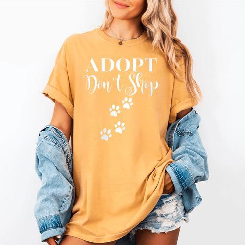 Adopt Animals Don't Shop For Them Women's Comfort Colors T-Shirt - Bostonterriersmerch.com