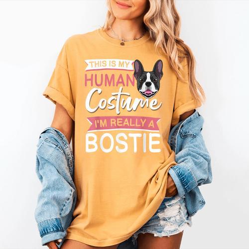 Boston Terrier Dog Bostie Halloween Costume Dog For Kids Women's Comfort Colors T-Shirt - Bostonterriersmerch.com