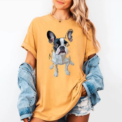 Boston Terrier Dog Motif Pet Art Boston Terrier Men Women Kids Women's Comfort Colors T-Shirt - Bostonterriersmerch.com