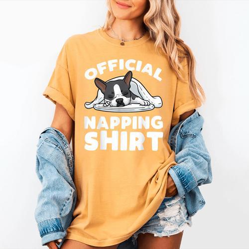 Boston Terrier Dog Official Sleeping Shirt Men Women Kids Women's Comfort Colors T-Shirt - Bostonterriersmerch.com