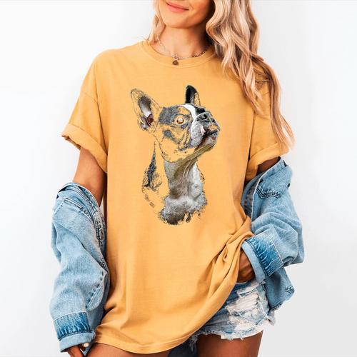 Boston Terrier Dog Graphic Pet Art Boston Terrier For Men Women Kids Women's Comfort Colors T-Shirt - Bostonterriersmerch.com