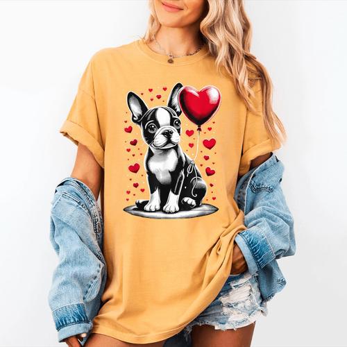 Boston Terrier Dog Valentine's Day Dog Owner Women's Comfort Colors T-Shirt - Bostonterriersmerch.com