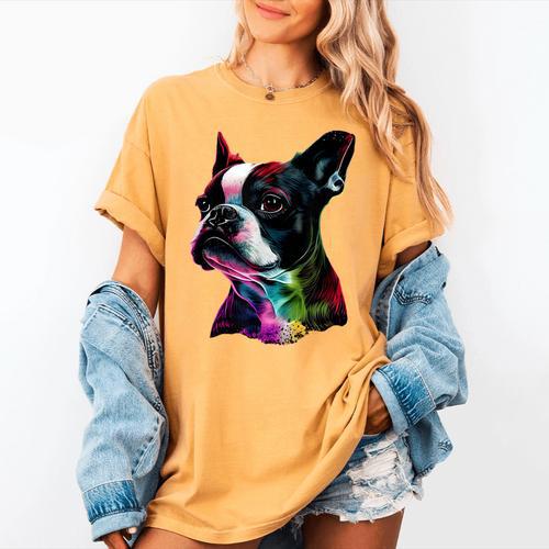 Boston Terrier Lovers Colorful Pop Art Boston Terrier Women's Comfort Colors T-Shirt - Bostonterriersmerch.com