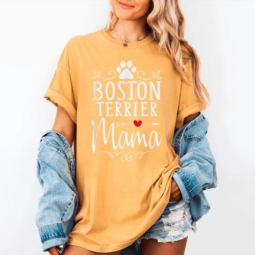 Boston Terrier Mama Boston Terrier Lover Shirt Women's Comfort Colors T-Shirt - Bostonterriersmerch.com