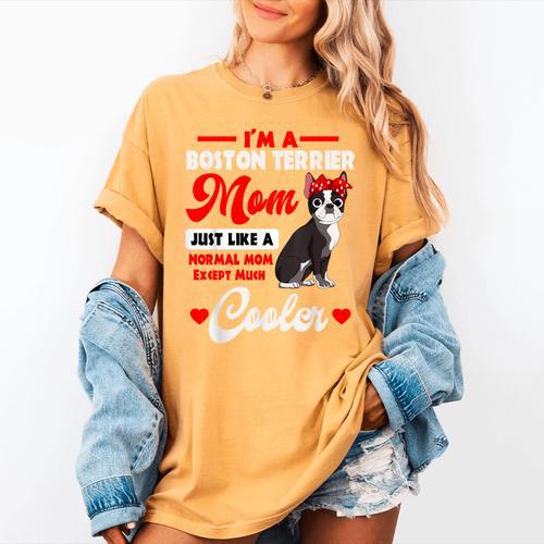 Boston Terrier Mom American Gentleman Dog Mother's Day Women's Comfort Colors T-Shirt - Bostonterriersmerch.com