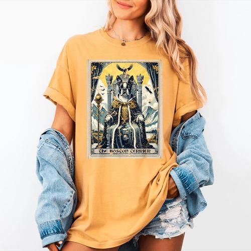 Boston Terrier Tarot Card Dog Women's Comfort Colors T-Shirt - Bostonterriersmerch.com