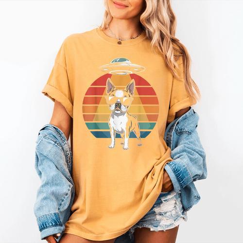 Boston Terrier UFO Alien Boston Terrier Dog Mom Dad Women's Comfort Colors T-Shirt - Bostonterriersmerch.com