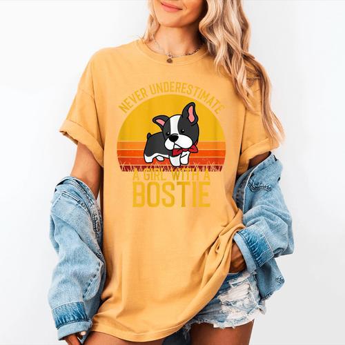 Boston Terrier Never Underestimate a Girl With a Bostie Women's Comfort Colors T-Shirt - Bostonterriersmerch.com