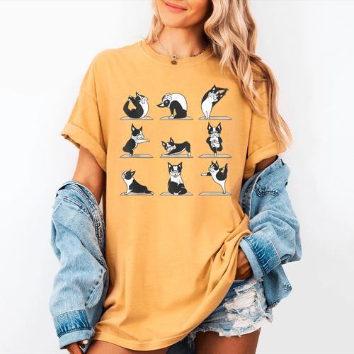 Boston Terriers Yoga Women's Comfort Colors T-Shirt - Bostonterriersmerch.com