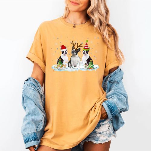 Christmas Boston Terrier Santa Dog Lover Women's Comfort Colors T-Shirt - Bostonterriersmerch.com