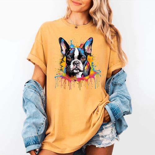 Colorful Boston Terrier Dog For Men Women Kids Women's Comfort Colors T-Shirt - Bostonterriersmerch.com