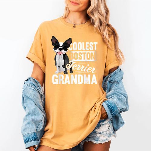 Coolest Boston Terrier Grandma Dog Women's Comfort Colors T-Shirt - Bostonterriersmerch.com