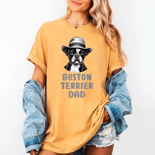 Cute Boston Terrier Dad Dog Lovers Puppy Bostie Owner Women's Comfort Colors T-Shirt - Bostonterriersmerch.com