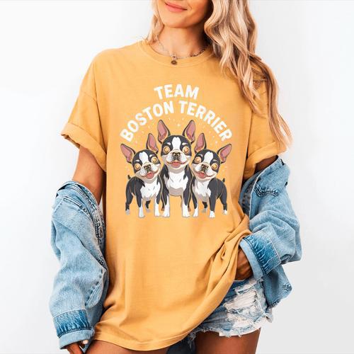 Cute Cartoon For Dog Owners Pet Team Boston Terrier Women's Comfort Colors T-Shirt - Bostonterriersmerch.com