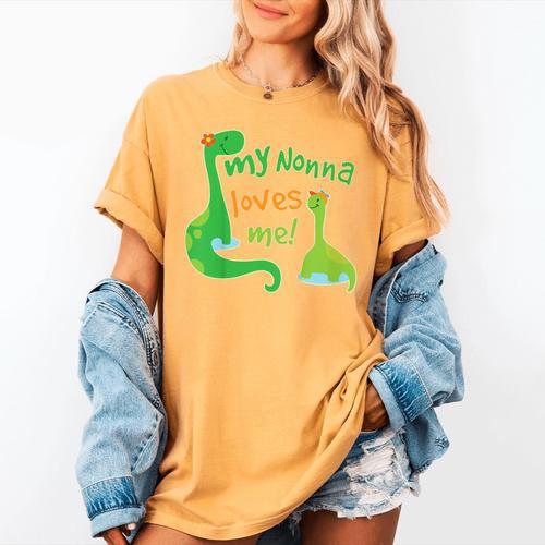 Kids My Nonna Loves Me Dinosaur Grandson Women's Comfort Colors T-Shirt - Bostonterriersmerch.com