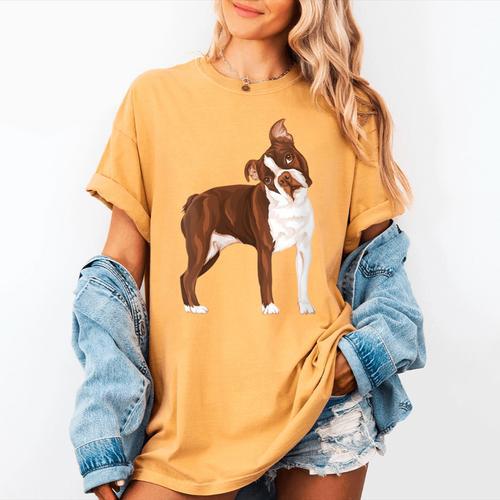 Red Boston Terrier Dog Women's Comfort Colors T-Shirt - Bostonterriersmerch.com