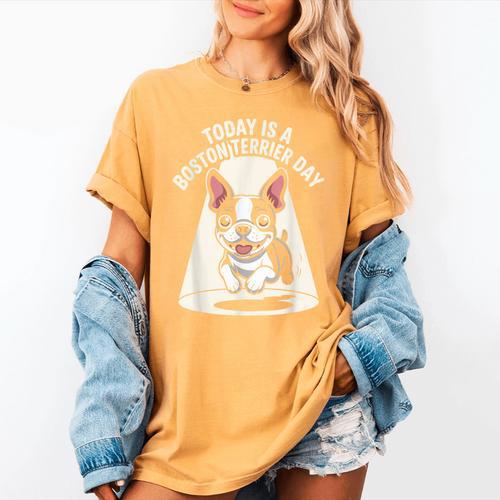 Today Is A Boston Terrier Day Cute Dog Lover Cartoon Women's Comfort Colors T-Shirt - Bostonterriersmerch.com AU