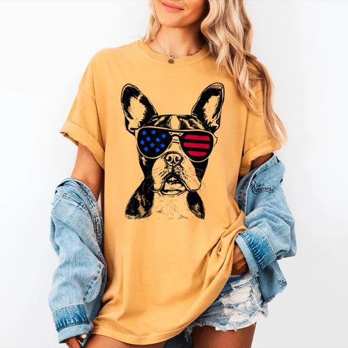 Boston Terrier Dog 4th July America USA Flag Men Women Kids Women's Comfort Colors T-Shirt - Bostonterriersmerch.com
