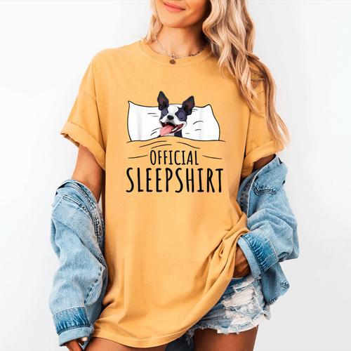 Boston Terrier Dog Lovers Sleepshirt Apparel Men Women Women's Comfort Colors T-Shirt - Bostonterriersmerch.com