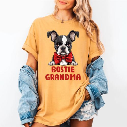 Boston Terrier Grandma Dog Lovers Puppy Bostie Owner Women's Comfort Colors T-Shirt - Bostonterriersmerch.com