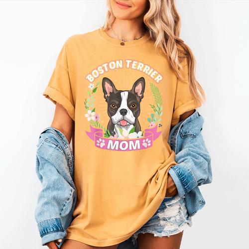 Boston Terrier Mom Mother's Day Women's Comfort Colors T-Shirt - Bostonterriersmerch.com