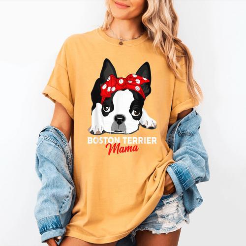Boston Terrier Mum Dog Woman Idea Women's Comfort Colors T-Shirt - Bostonterriersmerch.com