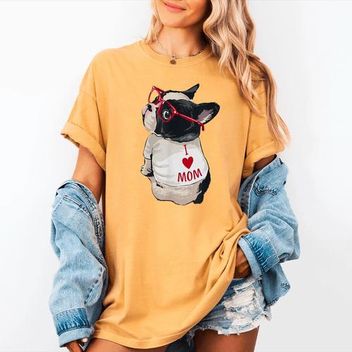 Girls I Heart Mom Love Mama Boston Terrier Dog Lover Women's Comfort Colors T-Shirt - Bostonterriersmerch.com