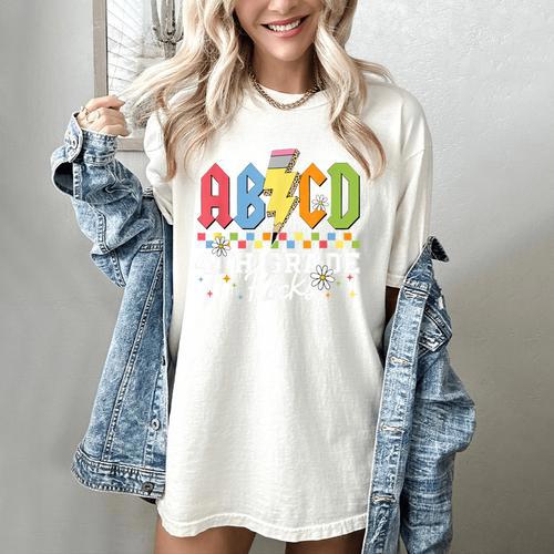 4th Grade Rocks ABCD Back To School Rock Teachers Women's Comfort Colors T-Shirt - teacherstshirts.com