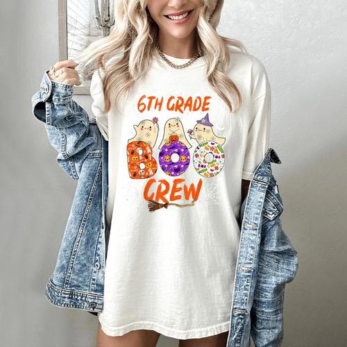 6th Grade Boo Crew Sixth Grade Halloween Teacher Kid Women's Comfort Colors T-Shirt - teacherstshirts.com DE