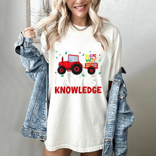 Back To School Teacher Farming Tractor Farmer Kids 100th Day Women's Comfort Colors T-Shirt - teacherstshirts.com