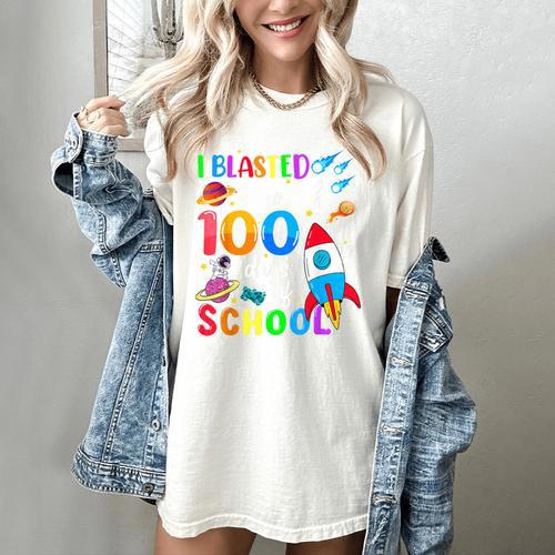 I Blasted Through 100 Days Of School 100th Day Teacher Kids Women's Comfort Colors T-Shirt - teacherstshirts.com