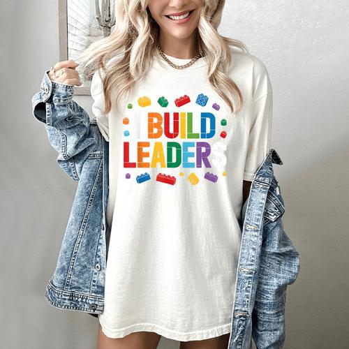 I Build Leaders Bricks Building Blocks Teacher Brick Builder Women's Comfort Colors T-Shirt - teacherstshirts.com DE