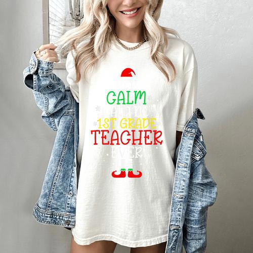 All Is Calm Said No 1st Grade Teacher Ever Christmas Teacher Women's Comfort Colors T-Shirt - teacherstshirts.com AU