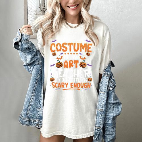 I Don't Need a Costume I'm An Art Teacher Retro Halloween Women's Comfort Colors T-Shirt - teacherstshirts.com AU