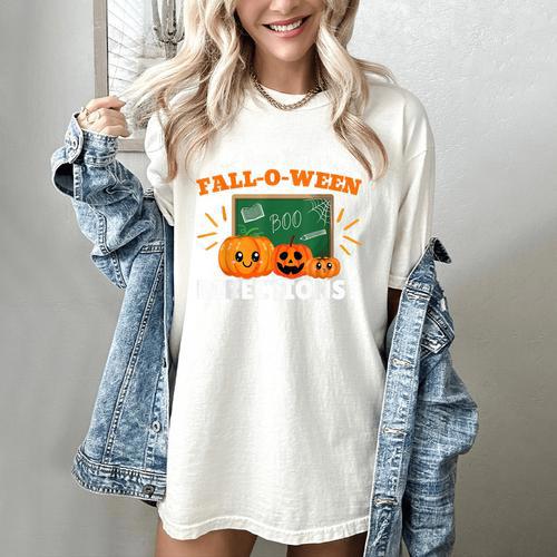 Are You Fall O Ween Directions Halloween Teacher Retro Women's Comfort Colors T-Shirt - teacherstshirts.com AU