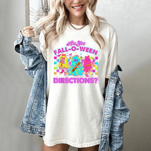 Are You Fall-O-Ween Directions Teacher Ghost Halloween Women's Comfort Colors T-Shirt - teacherstshirts.com