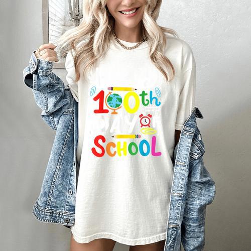 Happy 100th Day Of School 100 Days Of School Teacher Student Women's Comfort Colors T-Shirt - teacherstshirts.com AU