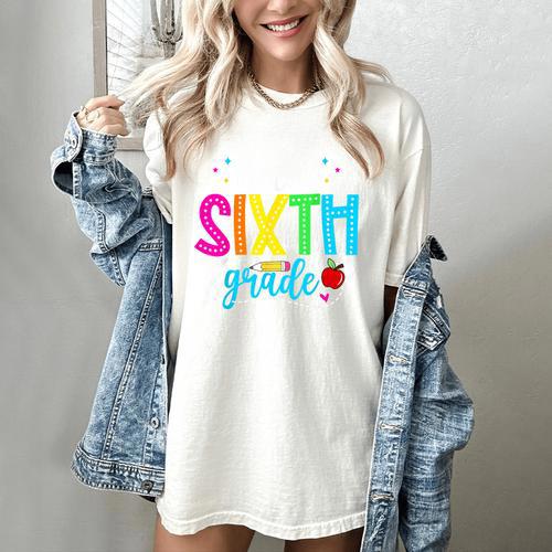 Hello Sixth Grade Cute Back To School 6th Grade Teacher Kids Women's Comfort Colors T-Shirt - teacherstshirts.com