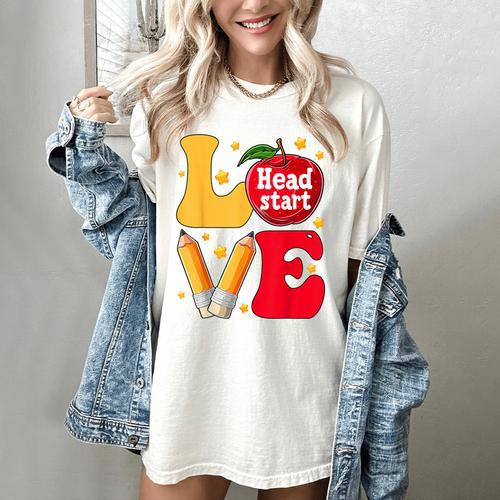 Love Headstart Head Start Teachers First Day Of School Women's Comfort Colors T-Shirt - teacherstshirts.com
