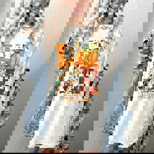 Love Preschool Teacher Turkey Thanksgiving Autumn Fall Women&#x27;s Comfort Colors T-Shirt - teacherstshirts.com