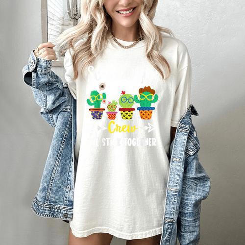 Matching Teacher Back To School School Office Crew Cactus Team School Office Squad Women's Comfort Colors T-Shirt - teacherstshirts.com