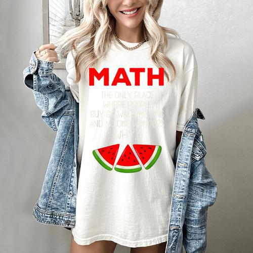 Math Watermelon Calculation Joke Teacher Student Women's Comfort Colors T-Shirt - teacherstshirts.com AU