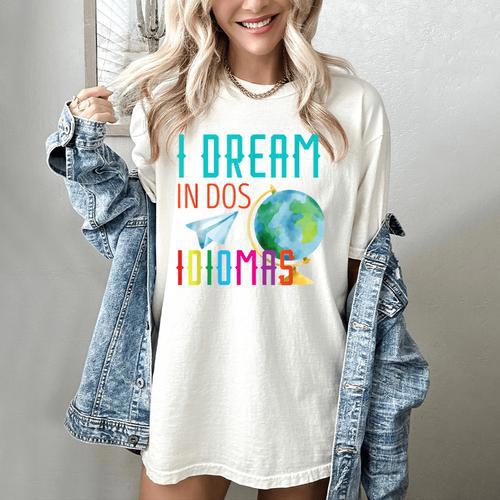 Multilingual Teacher In Dos Idiomas Linguist Language Women's Comfort Colors T-Shirt - teacherstshirts.com AU