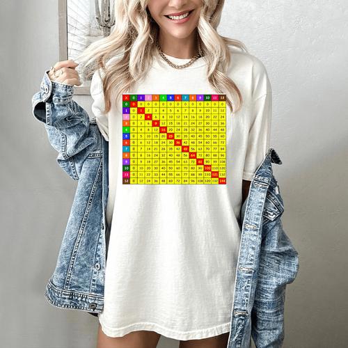 Multiplication Table Chart Math Shirt Teacher Student Outfit For Men Women Girls Kids Women's Comfort Colors T-Shirt - teacherstshirts.com AU