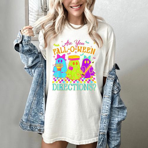 Retro Are You Falloween Direction Teacher Spooky Halloween Women's Comfort Colors T-Shirt - teacherstshirts.com DE